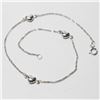 Image 1 : 10K White Gold 9 1/4" Anklet with Heart Accents.  Total weight of 0.95 grams.