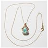 Image 1 : Lady's 14K Yellow Gold Mystic Quartz Pendant on 18" Chain with Spring Ring Clasp.