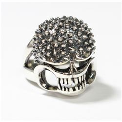 Solid Sterling Silver Textured Skull Ring - Size 7. This statement rings fits a size 7. In wonderful