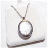 Image 1 : Lady's Sterling Silver Mother-of-pearl Locket Pendant on 17.5" Chain.