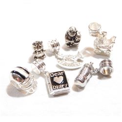 Lot of Persona Sterling Silver Charms.  You will receive 7 Different Charms in this lot with a total