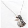 Image 1 : Sterling Silver Penguin Pendant with Diamond Accents on 18" Chain.