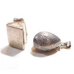 Pair of Vintage Sterling Silver Locket Pendants. Total weight of 16.5 grams. 2pcs.
