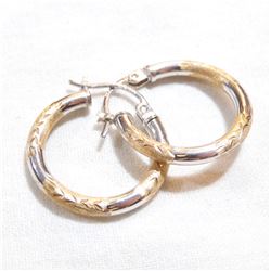 Lady's 14K White & Yellow Gold Hoop Earrings. Total weight of 1.11 grams.