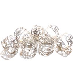 BIRKS Germany Sterling Silver Cherub Napkin Holder Set.  You will receive 7 holders in this set. Tot
