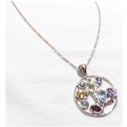 Lady's Sterling Silver Gemstone Tree Pendant on 19" Chain.