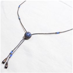 Lady's Sterling Silver Boho Style Drop Necklace with Stone Accents. Measures 15.5 in length with a t