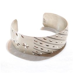 Lady's Sterling Silver Etched Cuff Bracelet. Total weight of 21.82 grams.