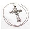 Image 1 : Large Sterling Silver Cross Pendant on 30" Sterling Silver Rope Chain.  Cross measures 4" in length 