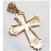 Image 2 : Large 14K Yellow Gold Textured Cross Pendant.  Pendant measures 2 1/4" in length by just under 1.5" 