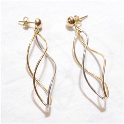 Lady's 14K Yellow & White Gold Spiral Drop Earrings. Total weight of 4.25 grams.