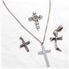 Image 1 : Estate Lot Vintage Sterling Silver Cross Pendants. One comes with a 18" Chain.  Total weight of 22.7