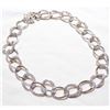 Image 1 : Lady's Sterling Silver Stone Accented Circular Link Necklace with slide clasp and Safety Catch.  Tot