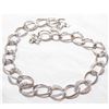 Image 2 : Lady's Sterling Silver Stone Accented Circular Link Necklace with slide clasp and Safety Catch.  Tot