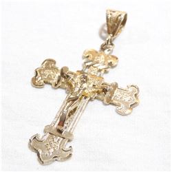 Large 14K Yellow Gold Crucifix Pendant.  Total weight of 3.64 grams.