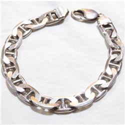 Sterling Silver Mariner Link Bracelet with Lobster Clasp.  Total weight of 30.9 grams.