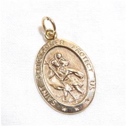 10K Yellow Gold Saint Christopher's Pendant.  Total weight of 2 grams.