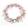 Image 1 : Sterling Silver Pearl & Quartz Beaded Cancer Awareness Bracelet.