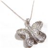 Image 1 : Sterling Silver Cubic Zirconia Accented Butterfly Pendant on 19 1/4" Beaded Chain.