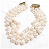 Image 1 : Lady's 14K Yellow Gold Triple Strand Pearl Bracelet with Custom slide box Clasp.  Total weight of 37