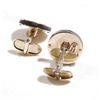 Image 2 : Pair of Men's 14K Yellow Gold Mother-of-pearl & Onyx Inlayed Checkerboard Cufflinks.  Total weight o