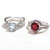 Image 1 : Pair of Lady's Sterling Silver Stone Accented Rings - Both size 6. 2pcs.