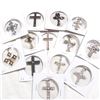 Image 1 : Estate Lot Vintage Mixed Materials Cross Pendants with Stone Accents. You will receive 13 different 