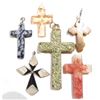 Image 1 : Estate Lot Vintage Stone/Glass Cross Pendant Collection.  You will receive 6 different pendants in t