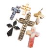 Image 2 : Estate Lot Vintage Stone/Glass Cross Pendant Collection.  You will receive 6 different pendants in t