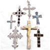 Image 1 : Estate Lot Vintage Large Mixed Metal Stone Accented Cross Pendants.  You will receive 7 different pe