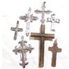 Image 2 : Estate Lot Vintage Large Mixed Metal Stone Accented Cross Pendants.  You will receive 7 different pe