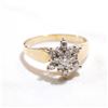 Image 1 : Lady's 14K Yellow Gold Diamond Cluster Ring - Size 7.  Total weight of 2.8 grams.