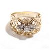 Image 1 : Lady's 14K Yellow & White Gold Diamond Ring with Open Work Band.  Size 6 1/4.  Total weight of 4.7 g