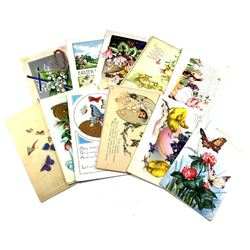 1910-1940 Easter Greetings Postcard Collection. All but 2 postcards contain personal greetings, incl