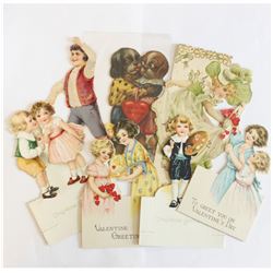 Estate Lot Antique Victorian Die-cut Greeting Cards. You will receive 7 Cards, mainly Valentines Day