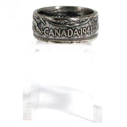 1941 Canada Silver 50-cent Coin Custom Jewellery Ring Size 7 - Made from a real 50-cent coin!