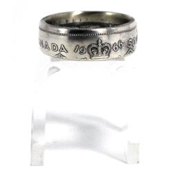 1966 Canada Silver 50ct Coin Custom Jewellery Ring Size 10 - Made from a real 50-cent coin!