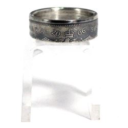 2006 Canada Silver 50ct Coin Custom Jewellery Ring Size 9.5 - Made from a real 50-cent coin!