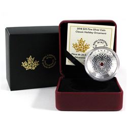 2018 Canada $25 Classic Holiday Ornament Fine Silver with Swarovski Crystal