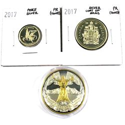 2017  Coat of arms 50-cent, 2017 Peace 10-cent  & 2017 Canada confederation Proof Silver Coins. 3pcs