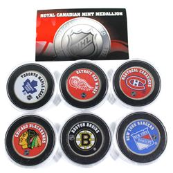 Lot of 6x  NHL Hockey team medallions made by the Royal Canadian Mint. Team medallion includes: Mont