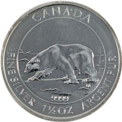 2013 Canada $8 1.5oz .999 Silver Polar Bear Round (Tax Exempt) Toned