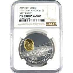 1991 Canada $20 Aviation Series 1 - Silver Dart Sterling Silver NGC Certified PF-69 Ultra Cameo.