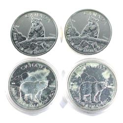 2011 & 2013 wildlife series Wolf & Cougar 1oz  Fine silver coins ( Tax Exempt). coin are toned. 4pcs