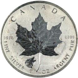 2016 Canada Wolf Privy $5 Silver Maple Leaf .9999 Fine (toned) No Tax