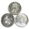 Image 1 : Lot of 3x 1oz Fine Silver rounds. Lot includes: Mercury dime design, 1974 USS Constitution Ship, and