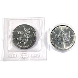 1989 & 1993 Canada 1oz $5 fine silver maple leaf ( Tax exempt) coins are toned. 2pcs