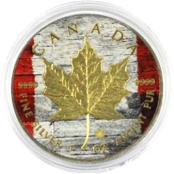 2014 Canada 1oz Coloured & Gold-plated Silver maple leaf- Canada Flag .9999 Fine Silver Coin (TAX Ex