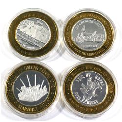Lot of 4x Las Vegas .999 Fine Silver $10 Casino Tokens in Capsules. You receive the 2x Reno Nevada,