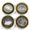 Image 1 : Lot of 4x Las Vegas .999 Fine Silver $10 Casino Tokens in Capsules. You receive the 2x Reno Nevada,